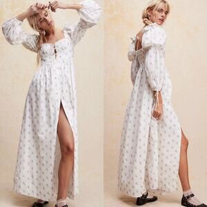 NWT For Love & Lemons Carlotta Maxi‎ Dress in White Size XS